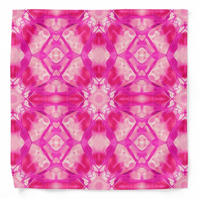 Fuchsia and Pastel Pink Tie Dye Pattern  Bandana (Front)