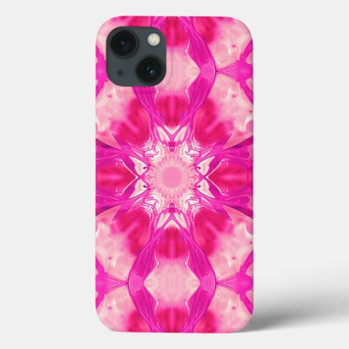 Fuchsia and Pastel Pink Tie Dye Pattern iPhone 13 Case