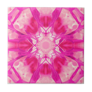 Fuchsia and Pastel Pink Tie Dye Pattern Ceramic Tile