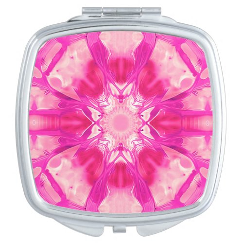 Fuchsia and Pastel Pink Tie Dye Pattern  Compact Mirror