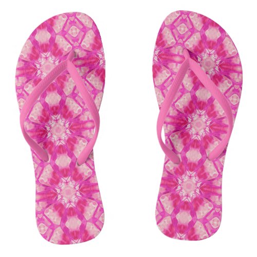 Fuchsia and Pastel Pink Tie Dye Pattern  Flip Flops