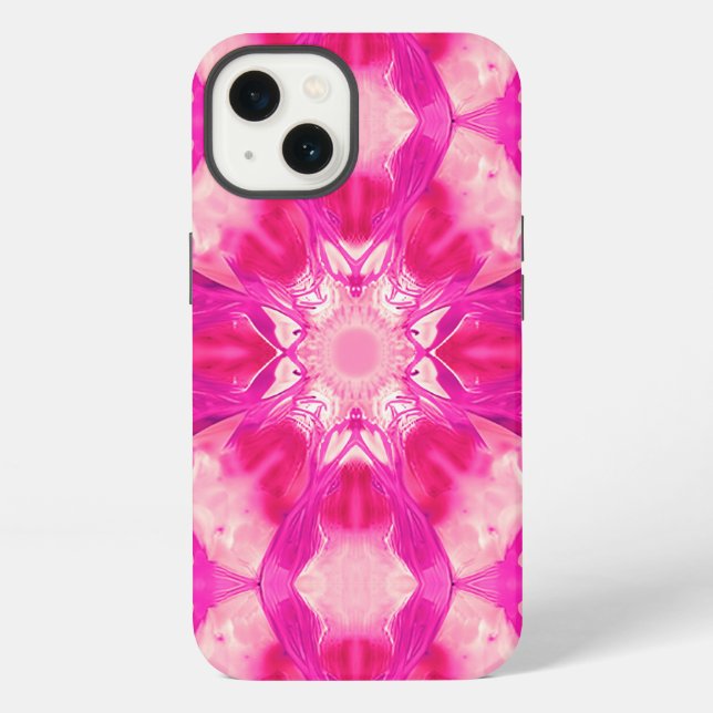 Fuchsia and Pastel Pink Tie Dye Pattern Iphone Case (Back)