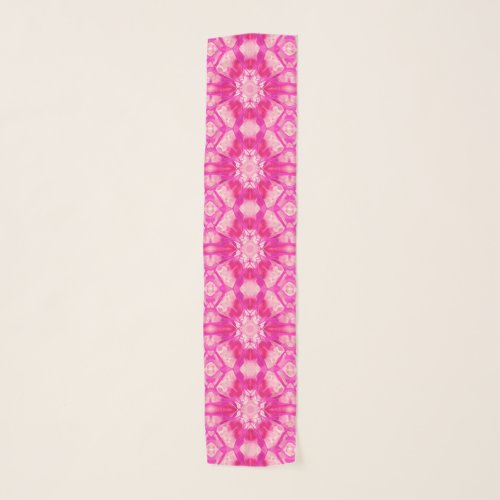 Fuchsia and Pastel Pink Tie Dye Pattern Long Scarf