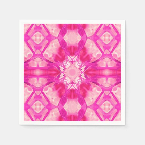 Fuchsia and Pastel Pink Tie Dye Pattern  Napkins