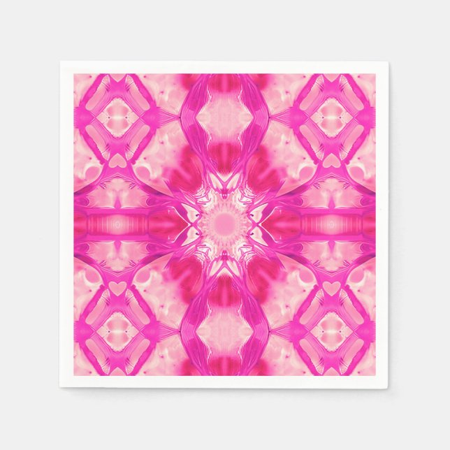 Fuchsia and Pastel Pink Tie Dye Pattern  Napkins (Front)