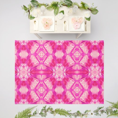 Fuchsia and Pastel Pink Tie Dye Pattern Outdoor Rug