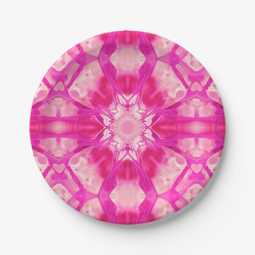 Fuchsia and Pastel Pink Tie Dye Pattern  Paper Plates