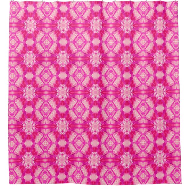 Fuchsia and Pastel Pink Tie Dye Pattern  Shower Curtain (Front)