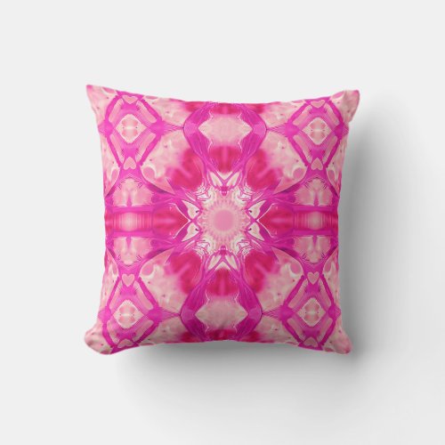 Fuchsia and Pastel Pink Tie Dye Pattern Throw Pillow