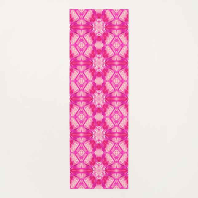 Fuchsia and Pastel Pink Tie Dye Pattern  Yoga Mat (Front)
