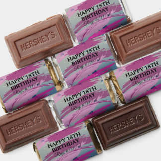Fuchsia and Pink Brushstrokes Happy 18th Birthday Hershey's Miniatures