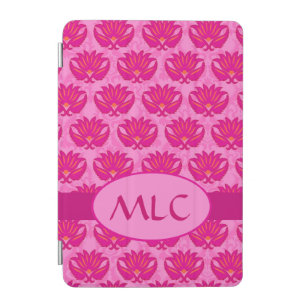 Fuchsia and Pink Modern Damask Monogram iPad Mini Cover