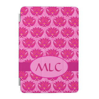 Fuchsia and Pink Modern Damask Monogram iPad Mini Cover