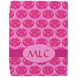 Fuchsia and Pink Modern Damask Monogram iPad Smart Cover