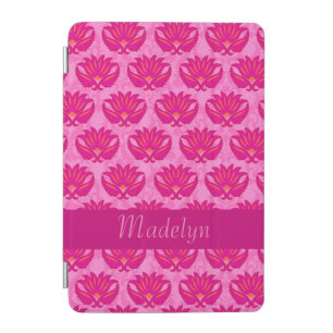 Fuchsia and Pink Modern Damask Name Personalized iPad Mini Cover