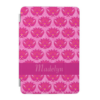 Fuchsia and Pink Modern Damask Name Personalized iPad Mini Cover