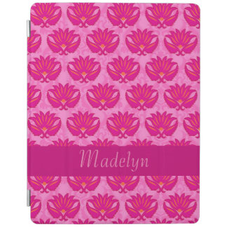 Fuchsia and Pink Modern Damask Name Personalized iPad Smart Cover