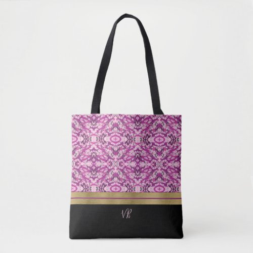 Fuchsia and Pink Paint Splatter Monogrammed Tote Bag