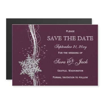 fuchsia and silver winter wedding invitations