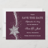 fuchsia and silver winter wedding invitations (Front)