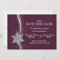 fuchsia and silver winter wedding invitations