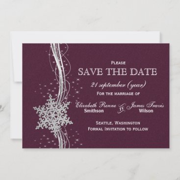 fuchsia and silver winter wedding invitations