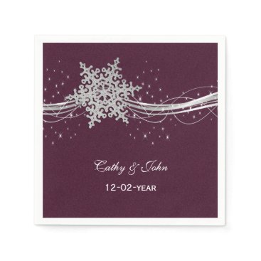 fuchsia and silver winter wedding invitations paper napkins