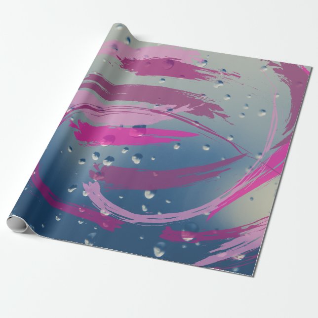 Fuchsia and Soft Pink Brushstroke Wrapping Paper (Unrolled)