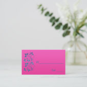 Fuchsia and Turquoise Floral Placecard (Standing Front)