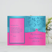 Fuchsia and Turquoise Floral Quinceanera Program (Standing Front)