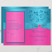 Fuchsia and Turquoise Floral Quinceanera Program (Front/Back)