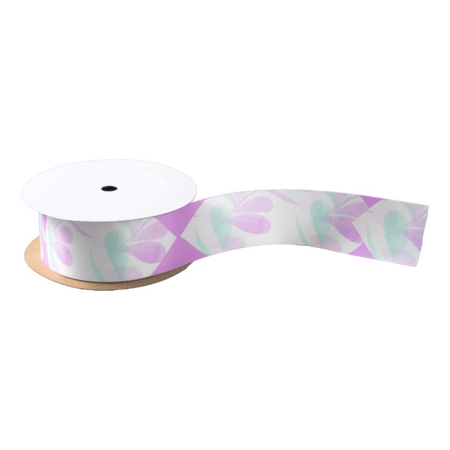 Fuchsia and Turquoise Leaves Ribbon (Spool)