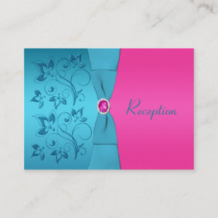 Fuchsia and Turquoise Reception Enclosure Card
