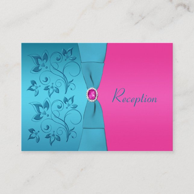 Fuchsia and Turquoise Reception Enclosure Card (Front)