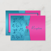 Fuchsia and Turquoise Reception Enclosure Card (Front/Back)
