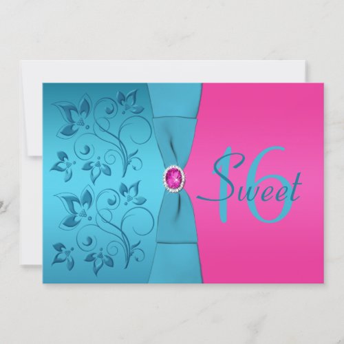 Fuchsia and Turquoise Sweet Sixteen Invitation