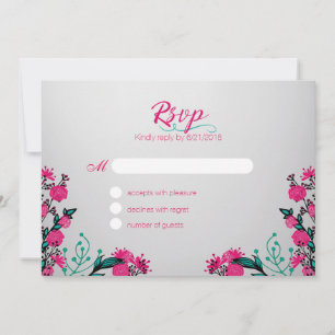 Fuchsia and Turquoise Wedding Rsvp Invitation