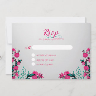 Fuchsia and Turquoise Wedding Rsvp Invitation