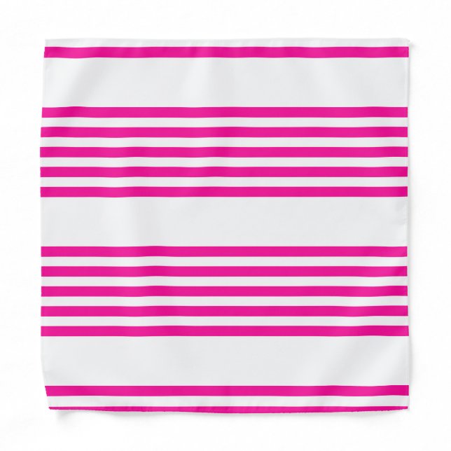 Fuchsia and white five stripes pattern bandana (Front)