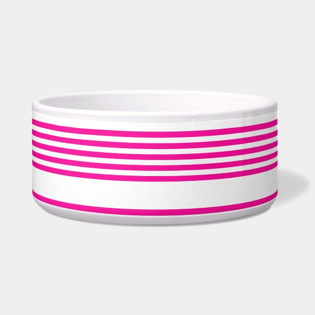 Fuchsia and white five stripes pattern bowl (Front)