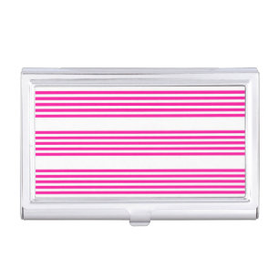 Fuchsia and white five stripes pattern business card case