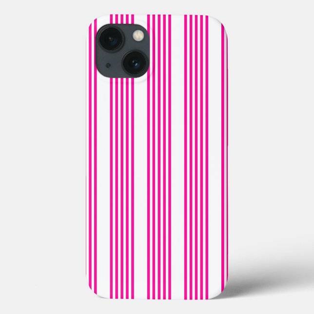 Fuchsia and white five stripes pattern Case-Mate iPhone case (Back)