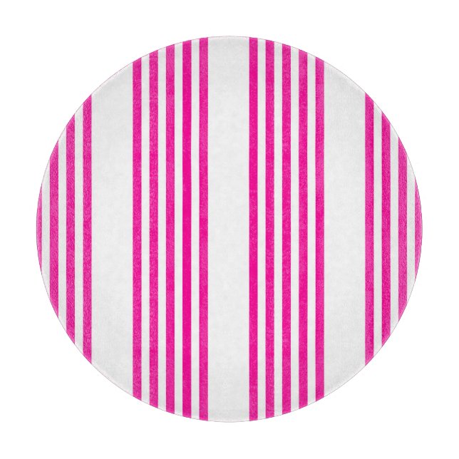Fuchsia and white five stripes pattern cutting board (Front)