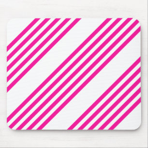 Fuchsia and white five stripes pattern mouse pad