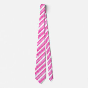 Fuchsia and white five stripes pattern neck tie