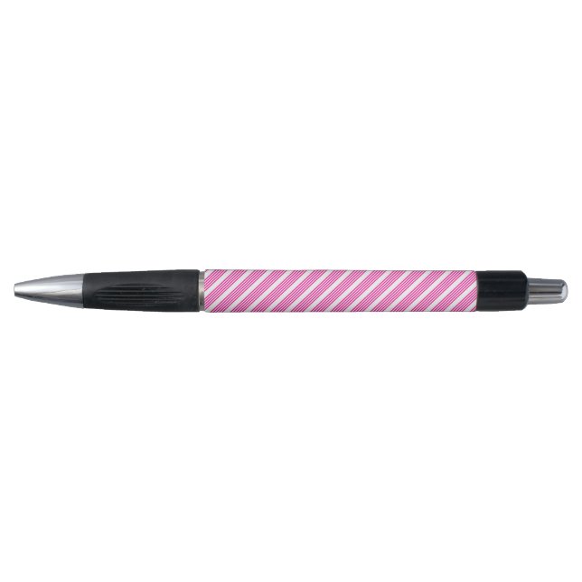 Fuchsia and white five stripes pattern pen (Front)