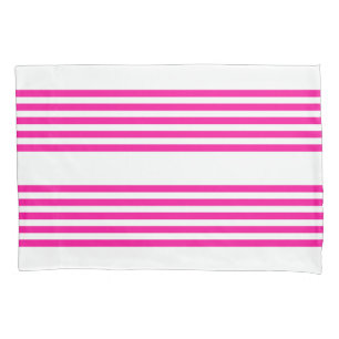 Fuchsia and white five stripes pattern pillow case