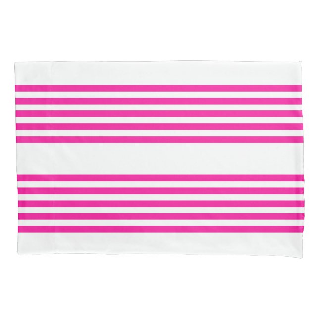 Fuchsia and white five stripes pattern pillow case (Front)