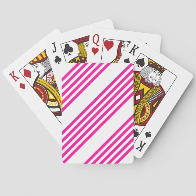 Fuchsia and white five stripes pattern poker cards (Back)