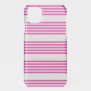Fuchsia and white five stripes pattern iPhone 11 case